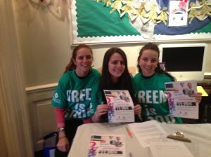 Students promoting the recycling drive to benefit Girl Up. 